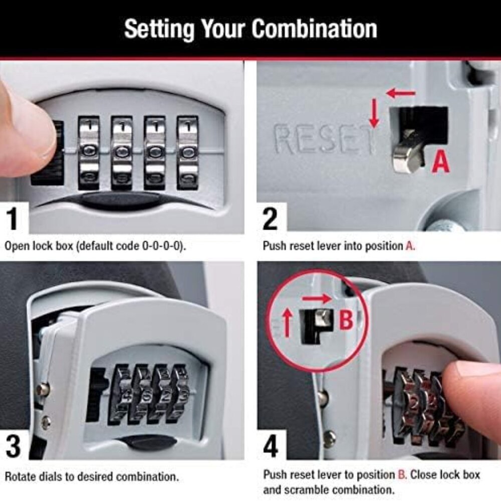Key Lock Box, Outdoor Lock Box for House Keys, Portable Combination Lockbox Rese - Picture 9 of 10